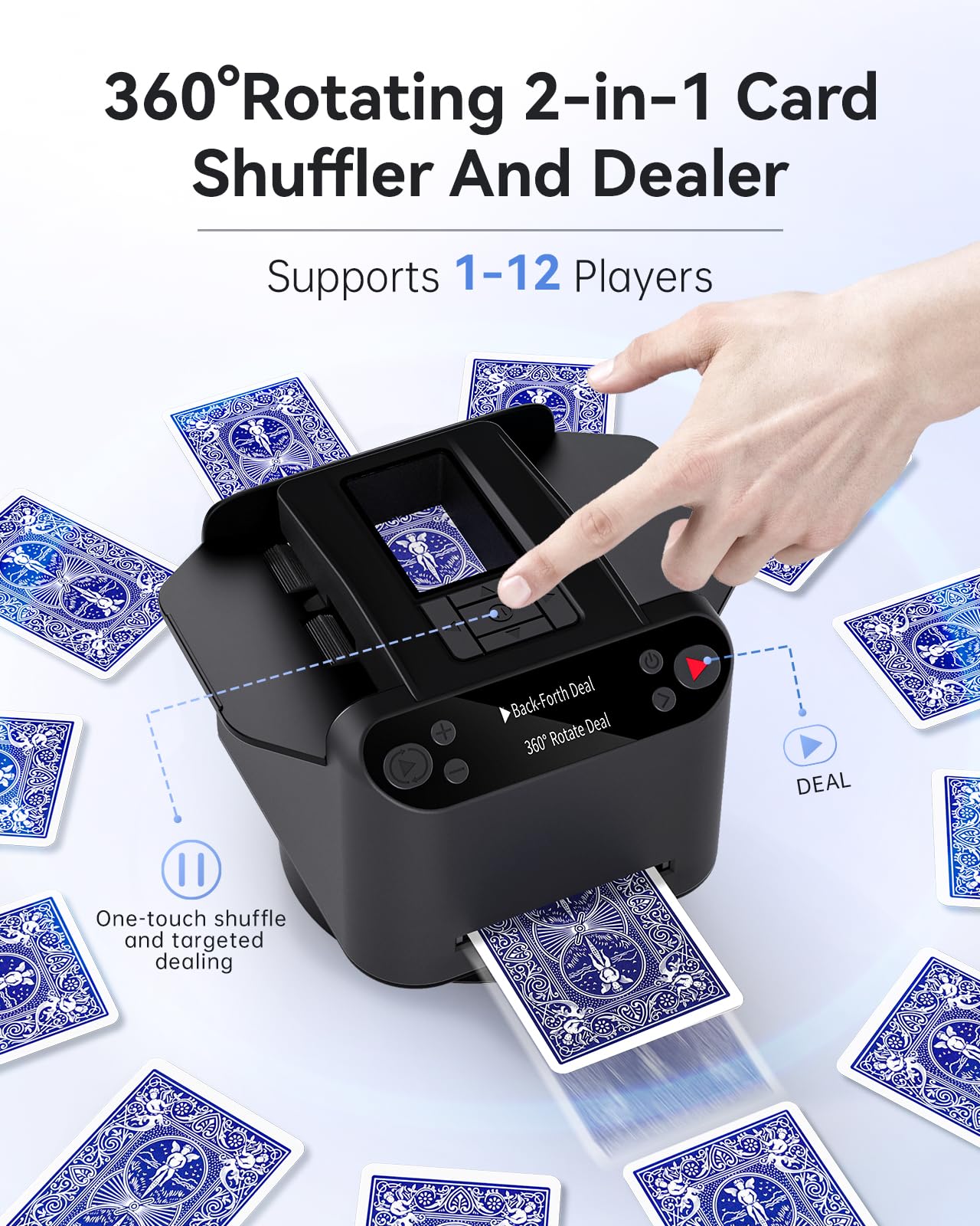 XPAW 360-degree rotating dealing for even distribution at group games.