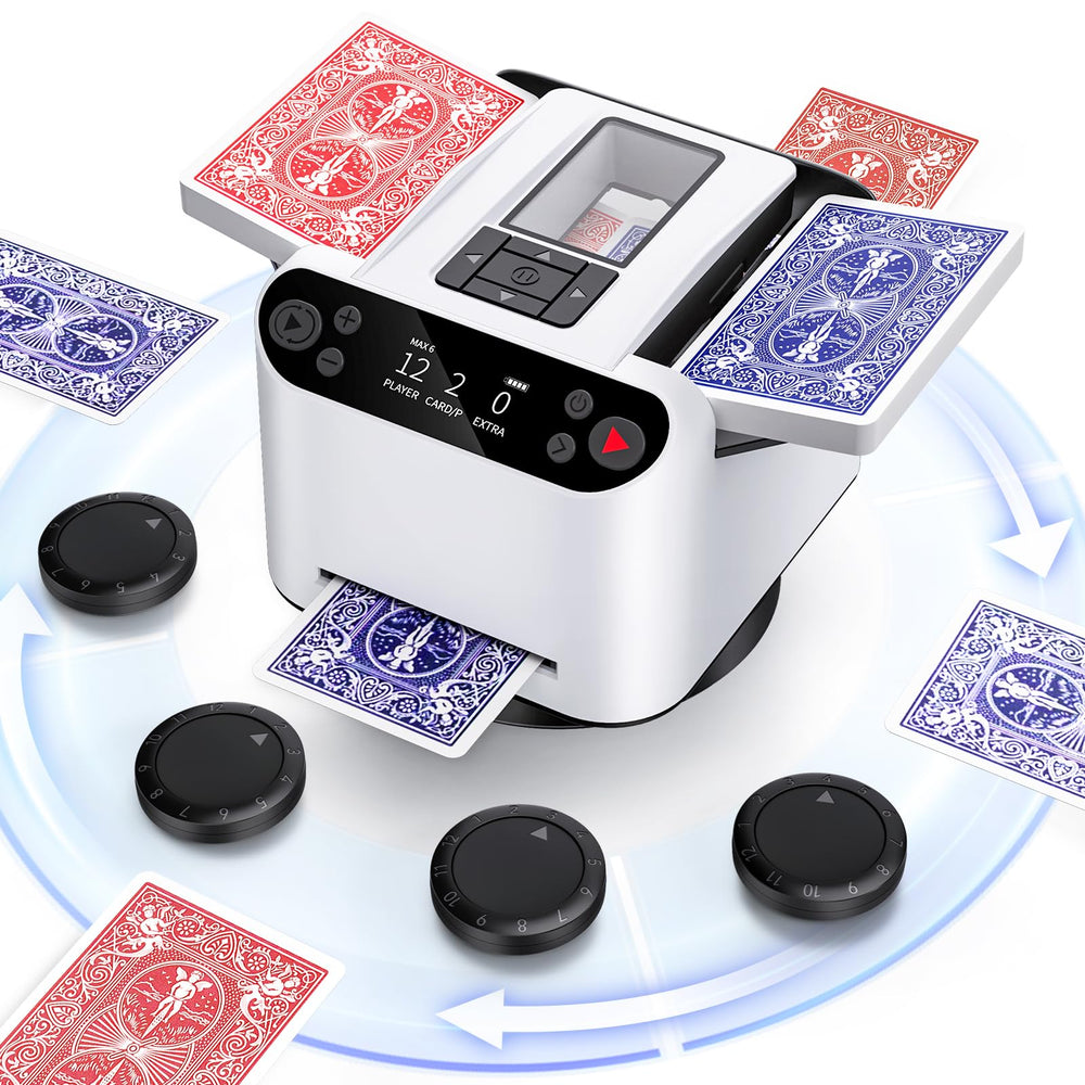 XPAW automatic shuffler and dealer with 360° rotation for smooth, efficient dealing.
