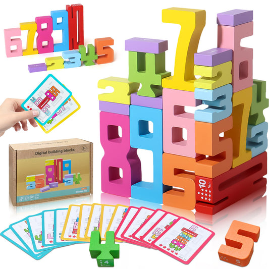 XPQKDC wooden number blocks 1-10 for tactile math learning.