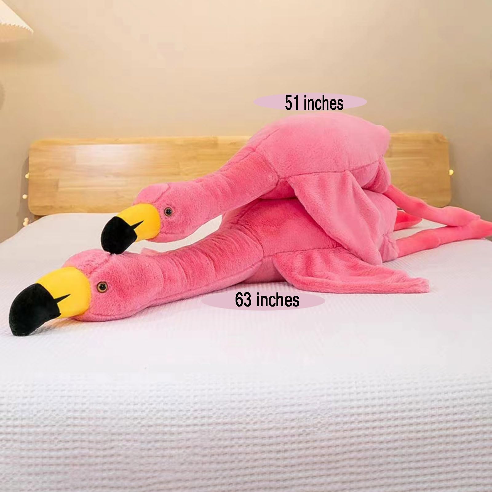 XQEYNT flamingo plush pillow side view ideal for relaxing on the sofa.