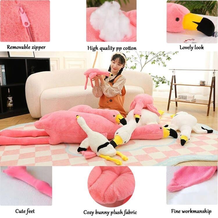 XQEYNT Pink Flamingo Plush Pillow in car supports back and neck comfort