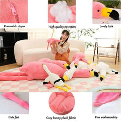 XQEYNT Pink Flamingo Plush Pillow in car supports back and neck comfort
