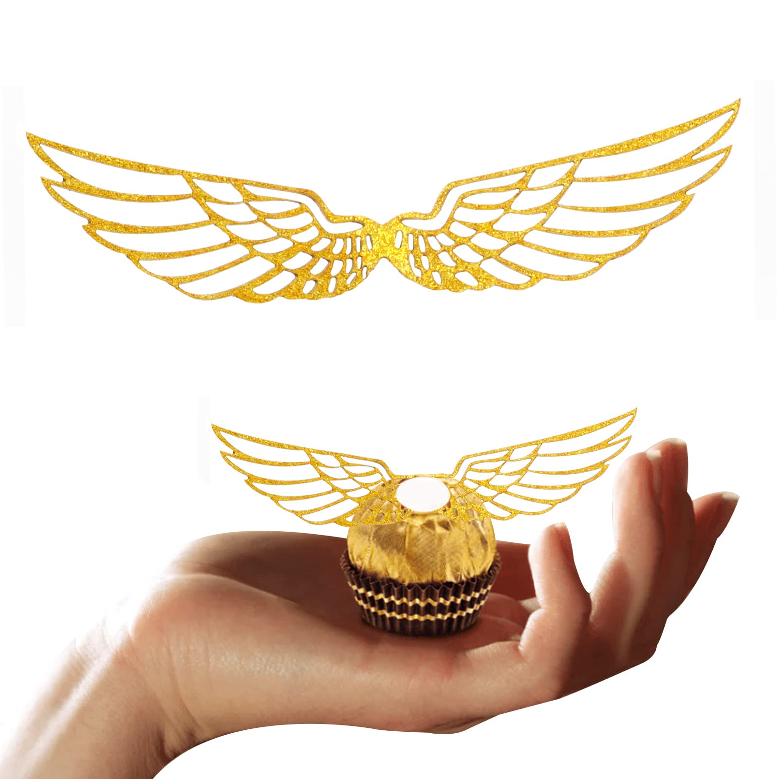 XQNRWYTU openwork gold wing decor enhancing dessert presentation