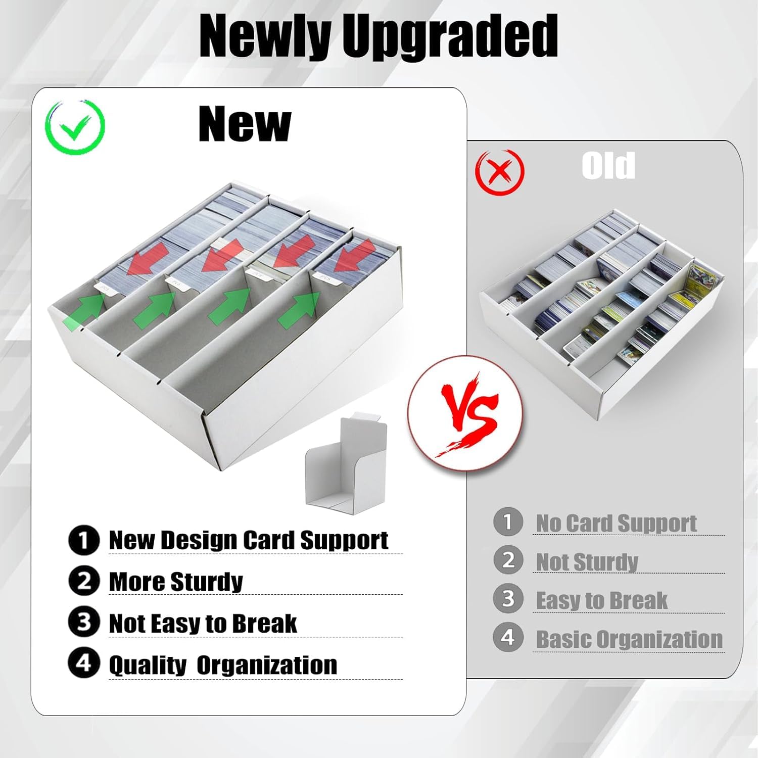 Durable 4 layer cardboard construction protects cards.