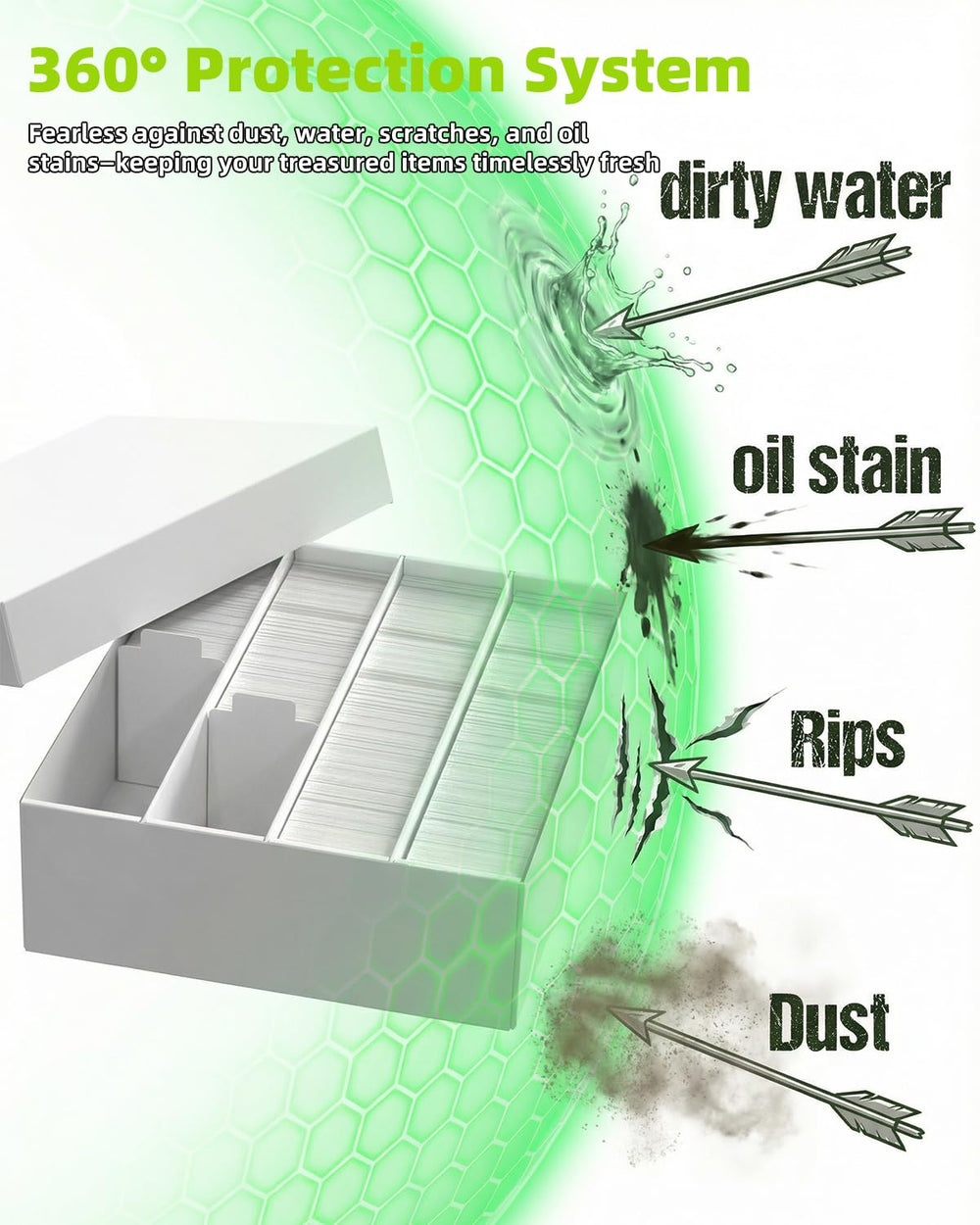 Dust-protected surface helps keep collections neat over time.