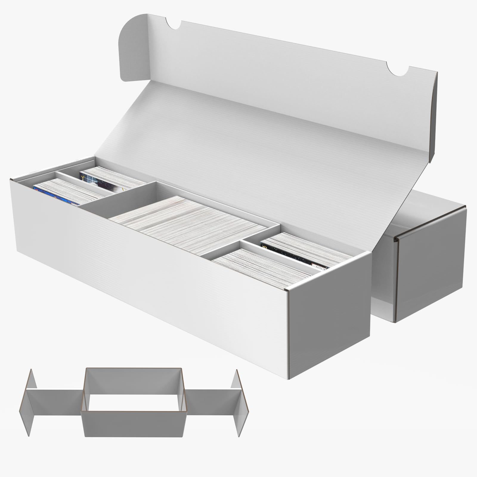 XRACV laminated trading card storage box with five compartments for tidy card organization.