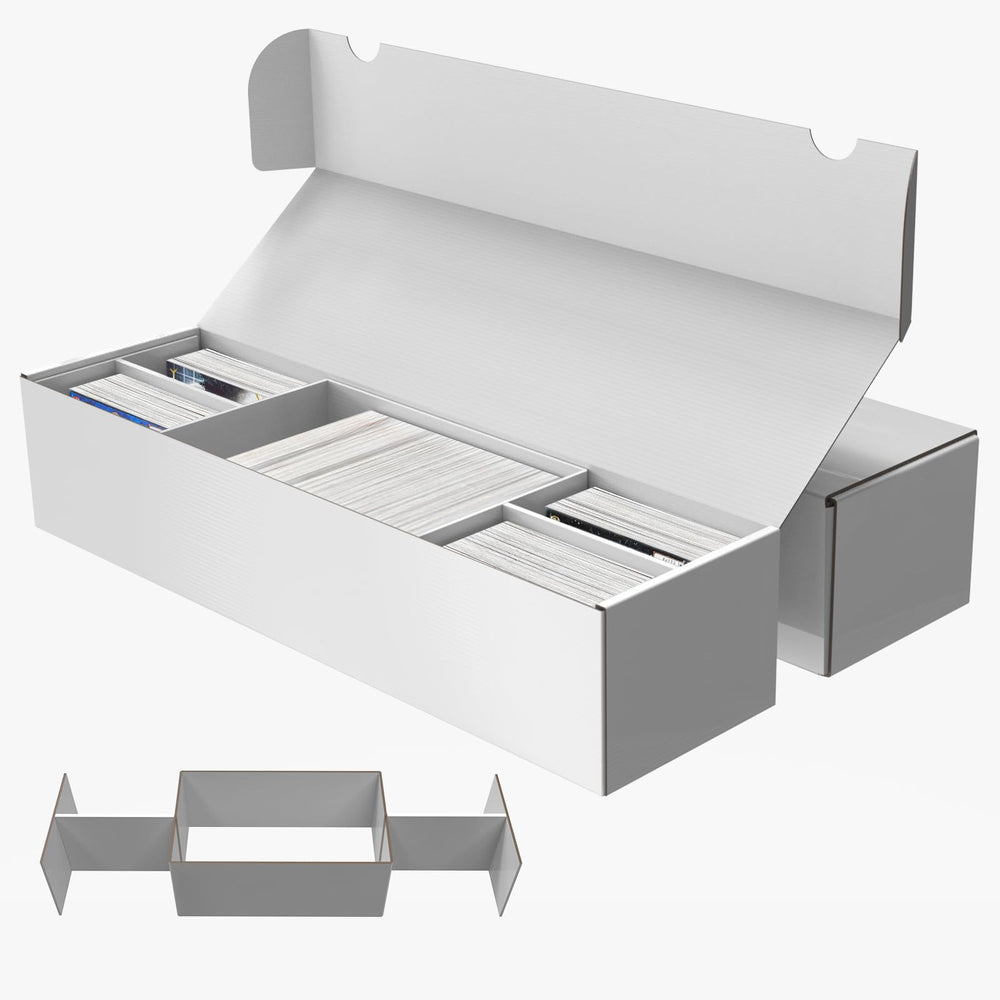 XRACV laminated trading card storage box with five compartments for tidy card organization.