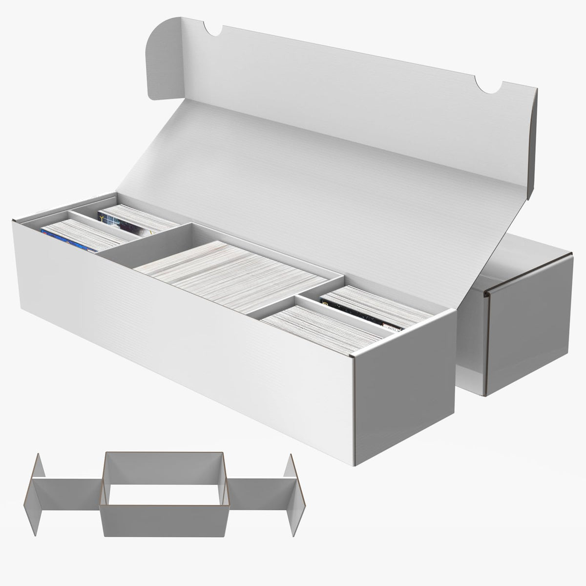 XRACV laminated trading card storage box with five compartments for tidy card organization.