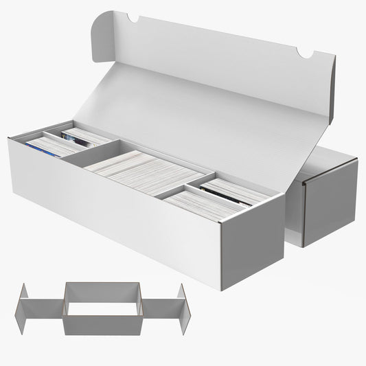 XRACV laminated trading card storage box with five compartments for tidy card organization.