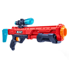 XSHOT Hawk Eye blaster red front view for backyard target practice