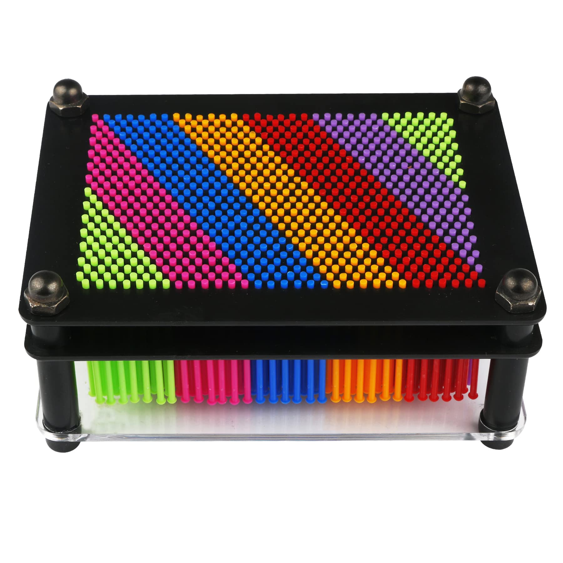 Xsltkby 3D Pin Art Toy rainbow pins with compact 3.75 x 5 inch size