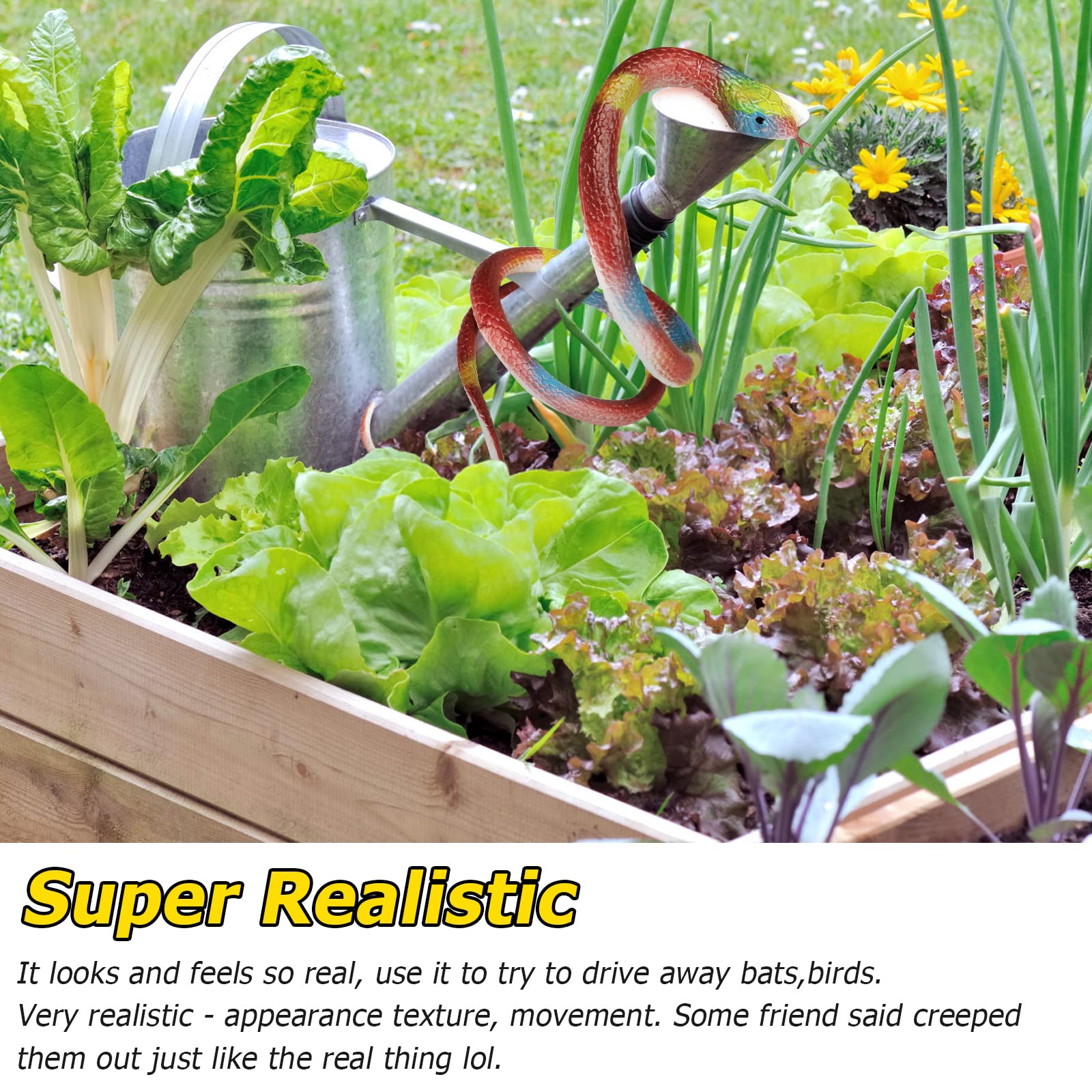 Xsltkby rubber snakes used as garden props to scare birds effectively