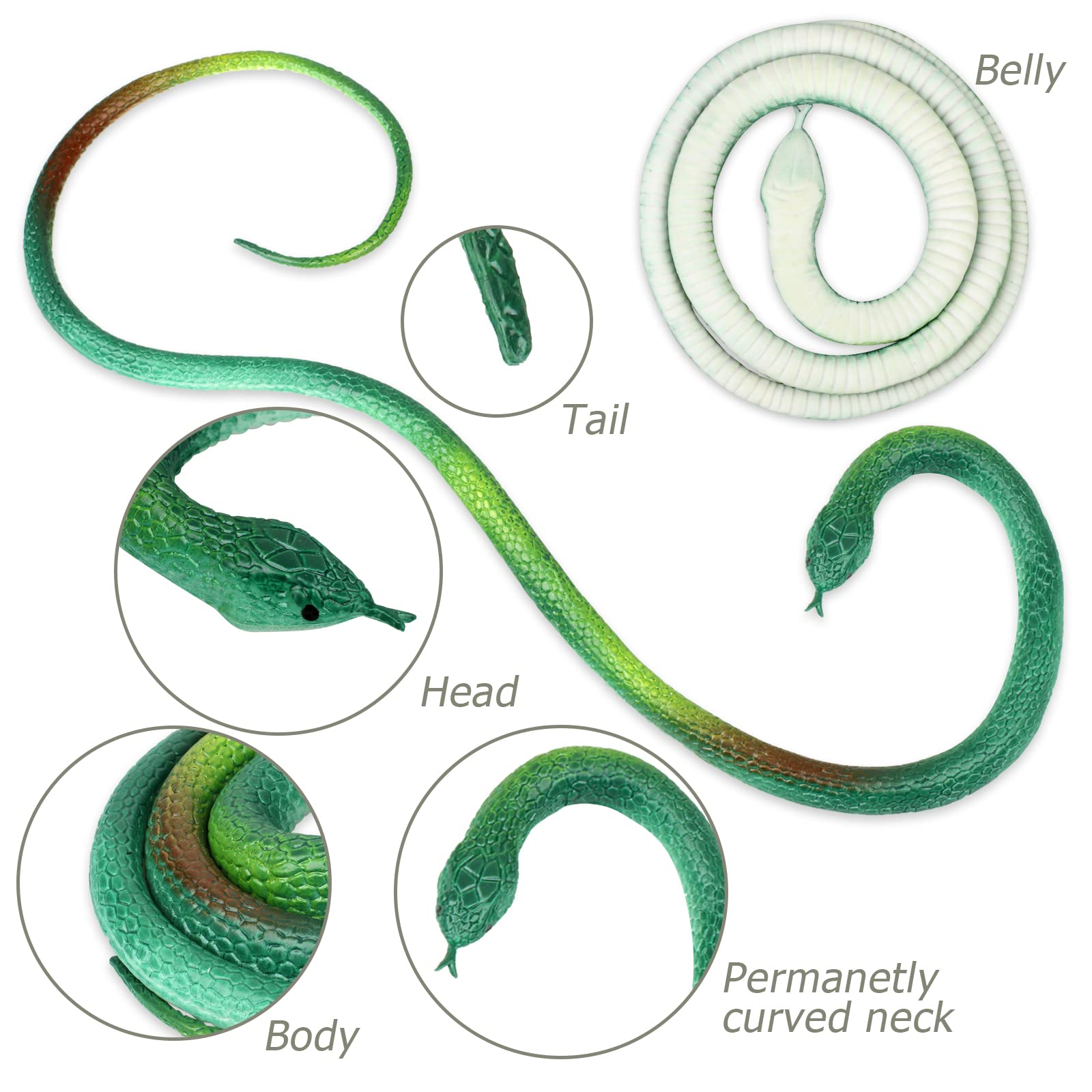 Xsltkby rubber snakes on grass scene helps keep rodents and birds at bay