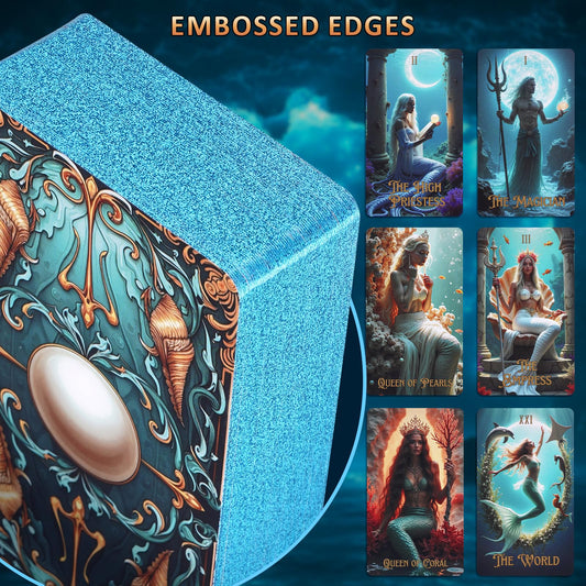 XSYLOHXL Ocean Tarot gilded edges reflecting light, enhancing reading aesthetics.