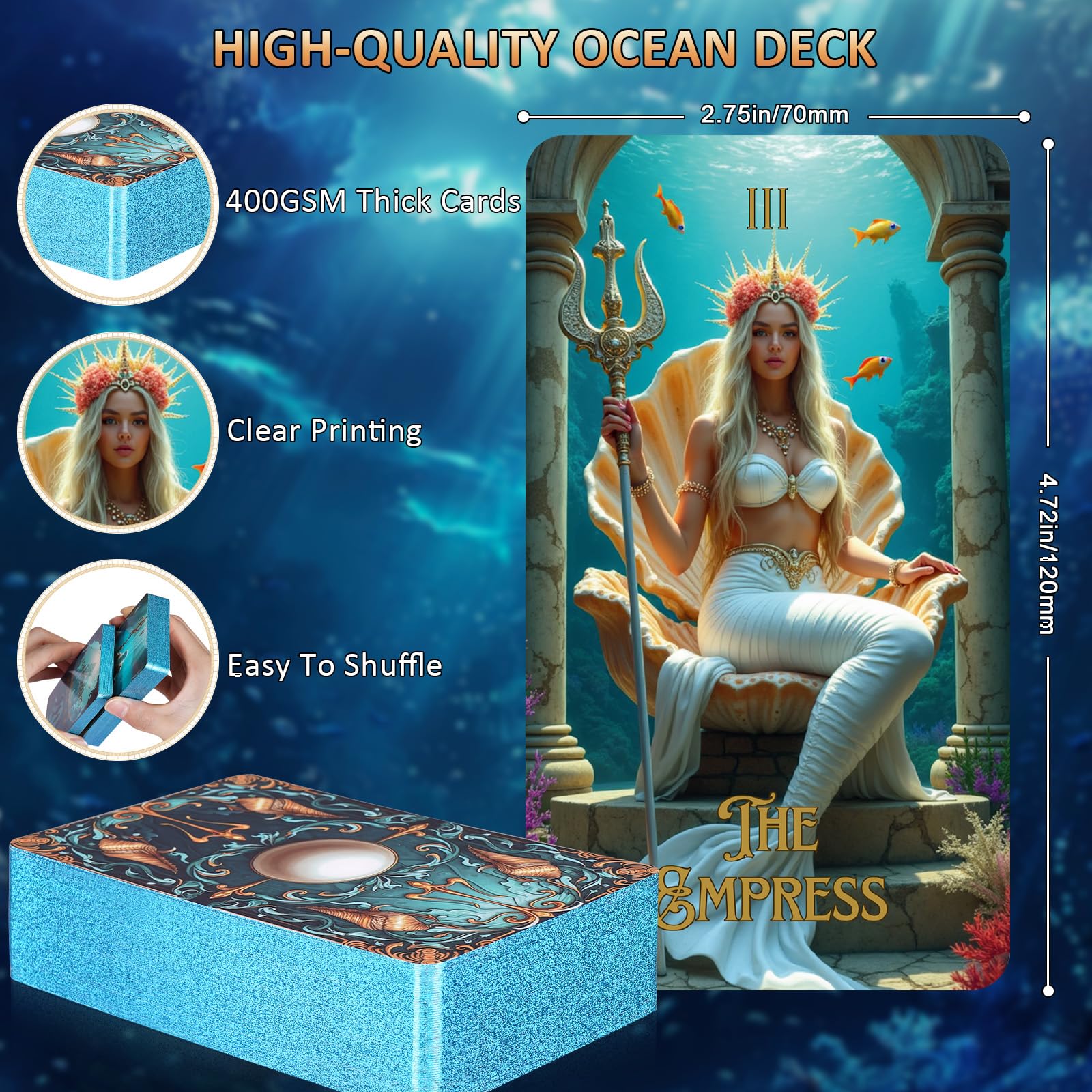 XSYLOHXL Ocean Tarot guidebook clarifies card meanings and reading steps.