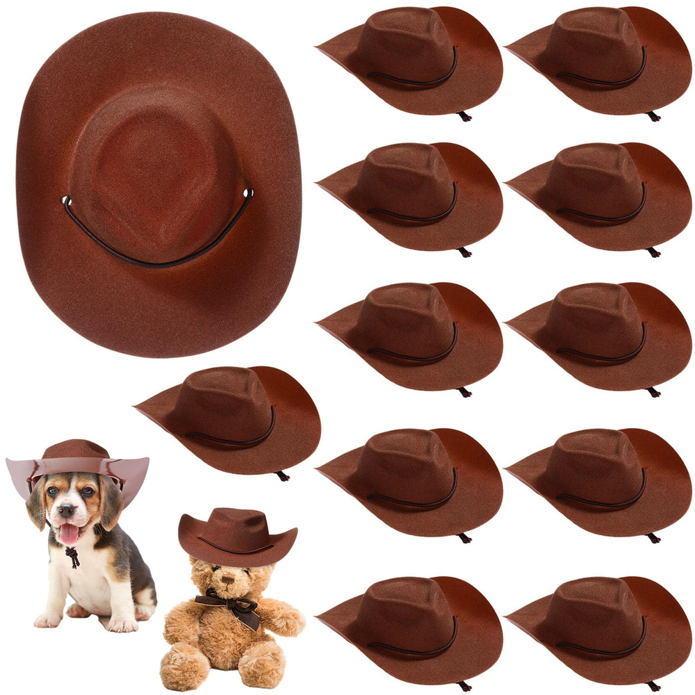 Xtinmee brown mini cowboy hat for dollhouse decor and party table accents.