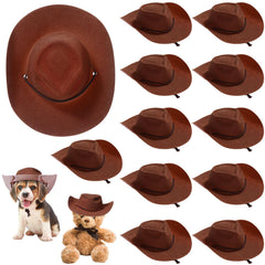 Xtinmee brown mini cowboy hat for dollhouse decor and party table accents.
