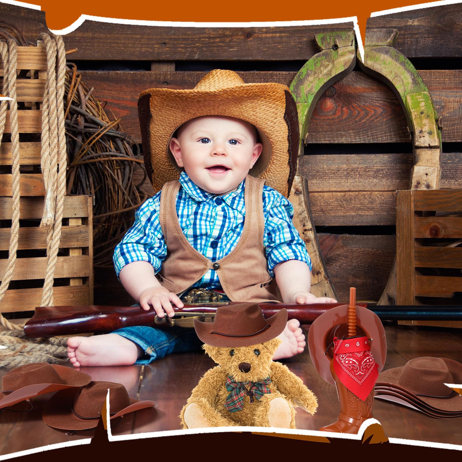 Xtinmee brown mini cowboy hats reusable decor for crafts and gifting.
