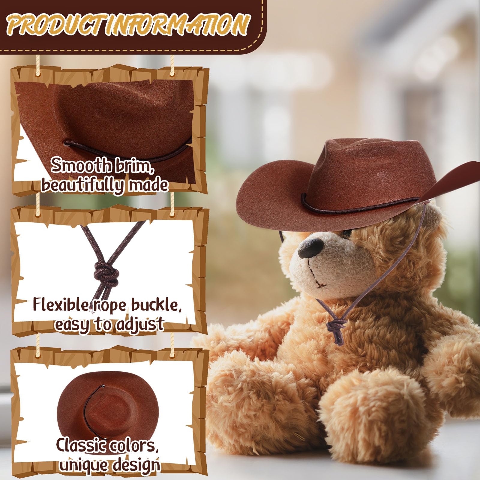 Xtinmee brown mini cowboy hat atop wine bottles for festive display ideas.