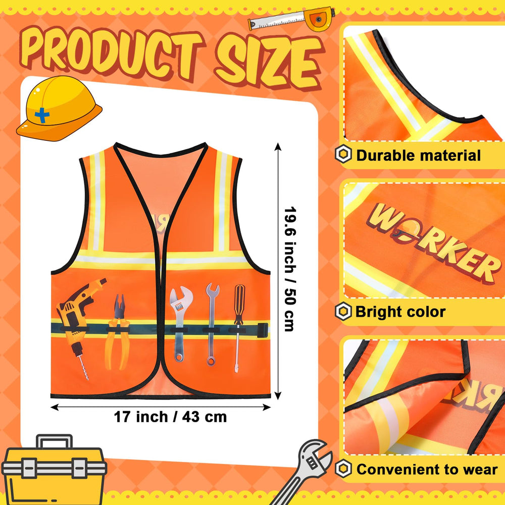 Xtinmee Kids Construction Vest back view with pull-on style for quick dressing