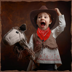 Xtinmee curled-brim western-style hat adds classic cowboy charm.