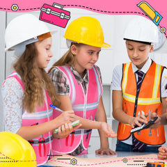 Xtinmee kids construction vest pink back view reveals full-coverage design.