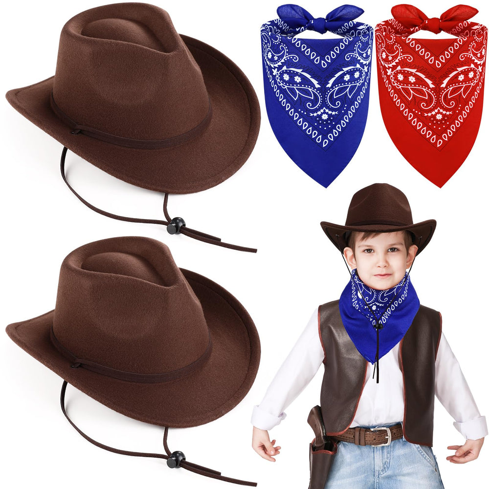 Xtinmee kids brown cowboy hat with adjustable strap for comfortable wear.