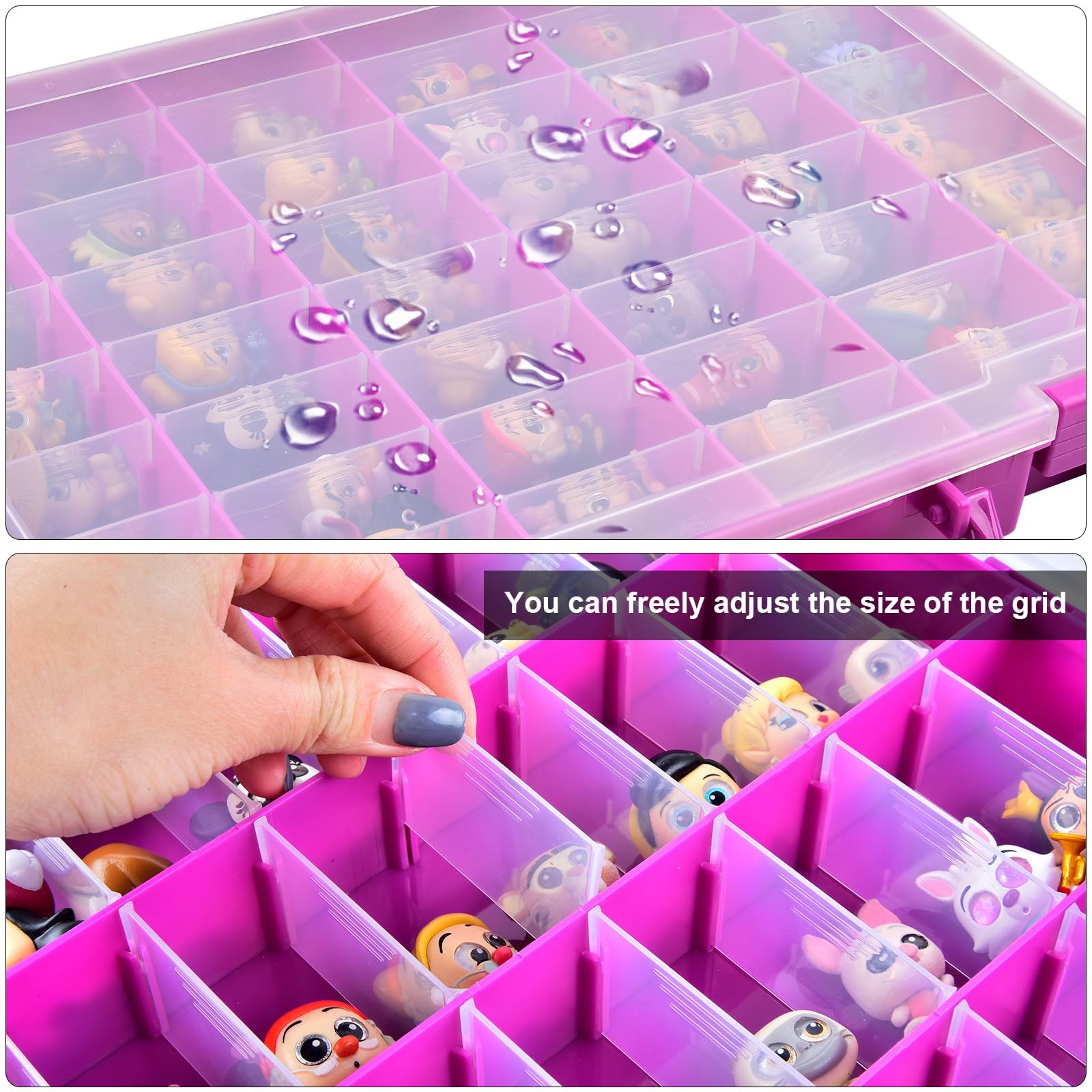 Xuerdon Doorables display case purple sturdy latches prevent accidental openings