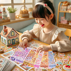 Xuoent 3D house sticker Pony Cozy Cottage scene perfect for personalized crafts.