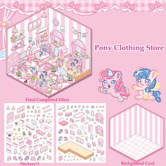 Xuoent DIY 3D sticker scene Kapi Book House supports focus and personalized shelves.