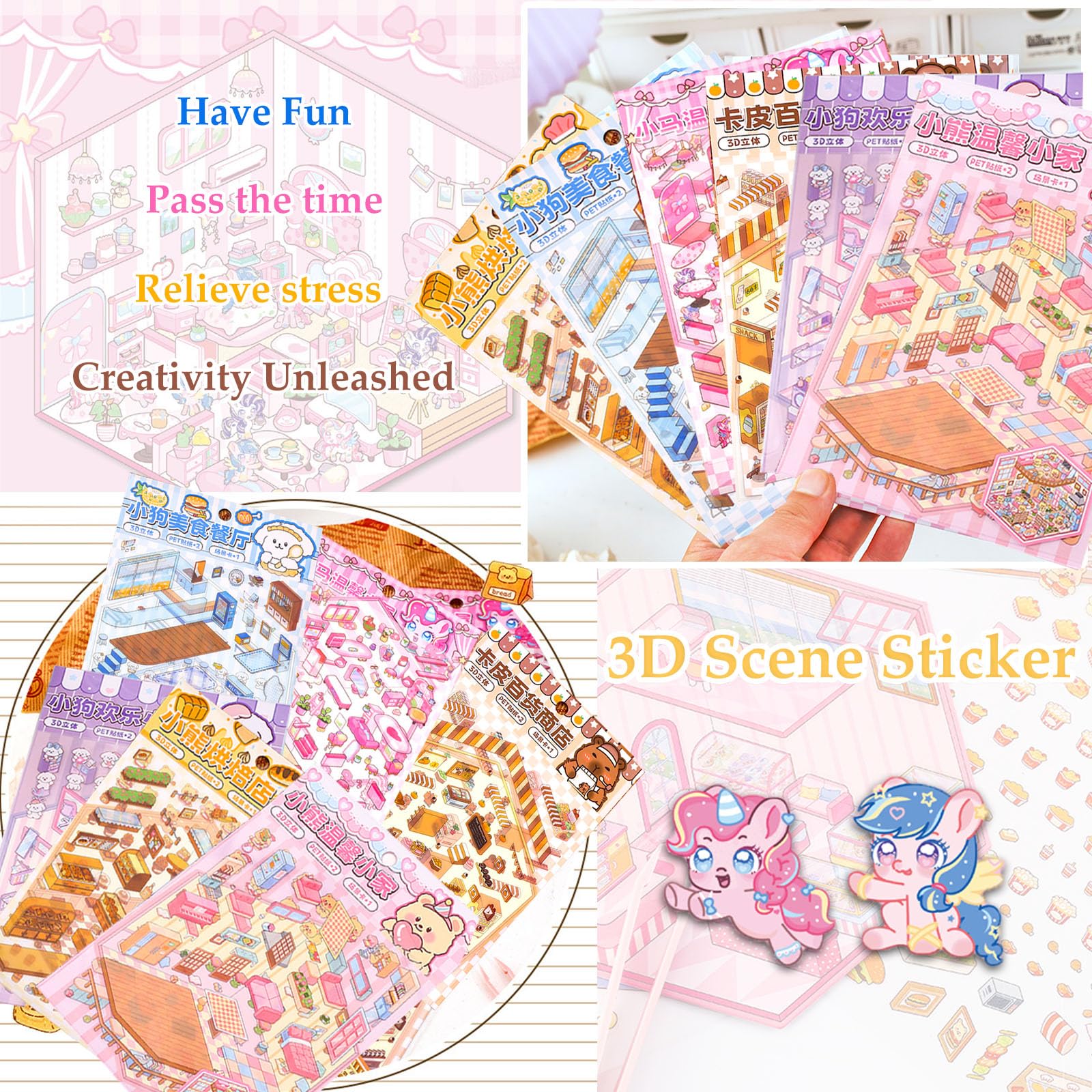 Xuoent DIY 3D sticker scene Pony Flower Shop fuels imaginative play and room accents.