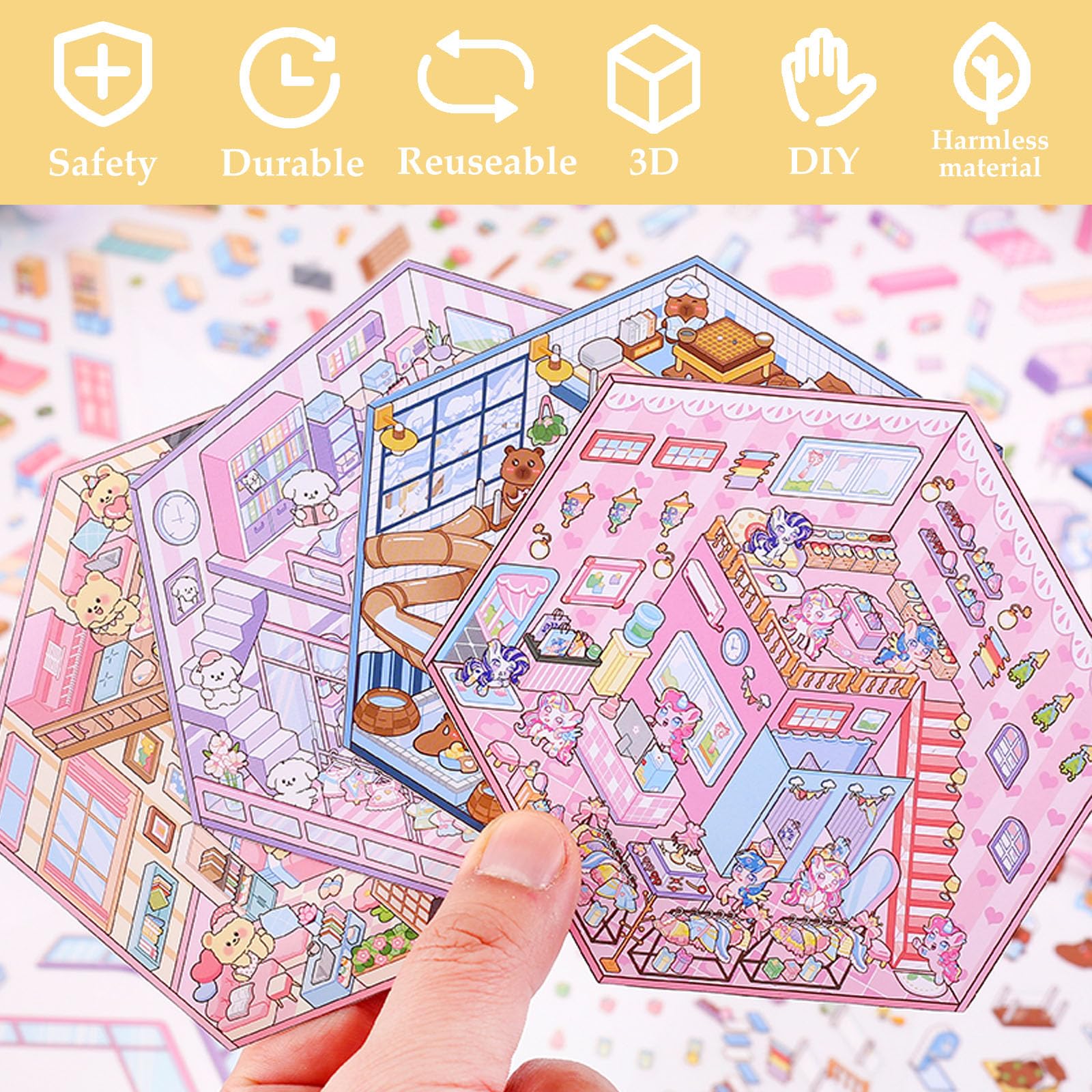 Xuoent puppy cake shop 3D sticker scene for cute personalization and desk adornment