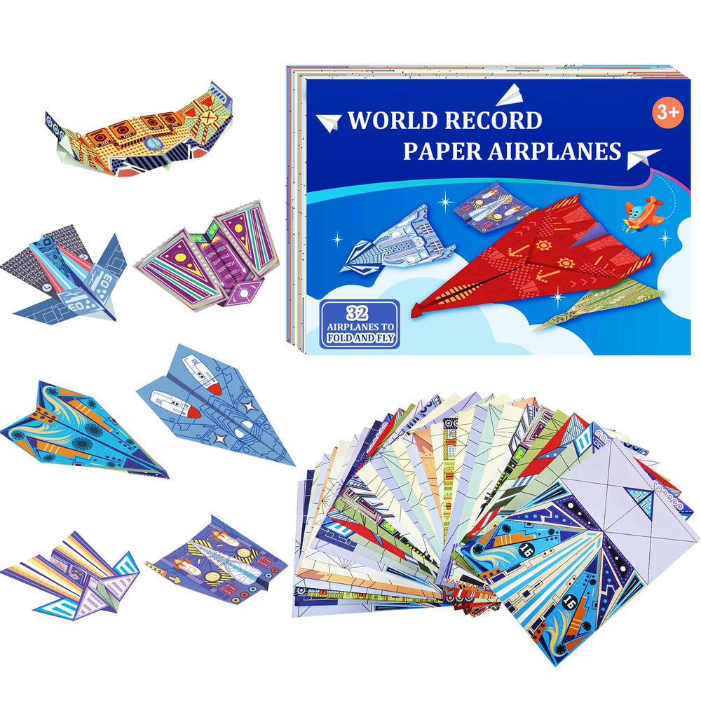 Xuoent paper airplane kit with 16 designs for creative folding and learning.