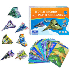 Xuoent paper airplanes with colorful sheets, encouraging indoor creative folding and play