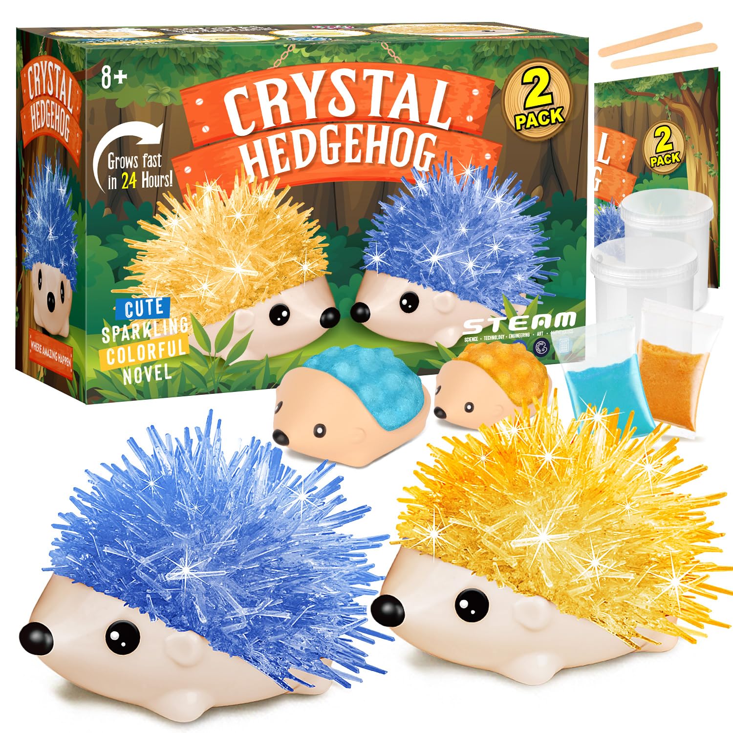 XX Crystal Growing Kit hedgehog blue crystals boost color learning and hands-on science exploration