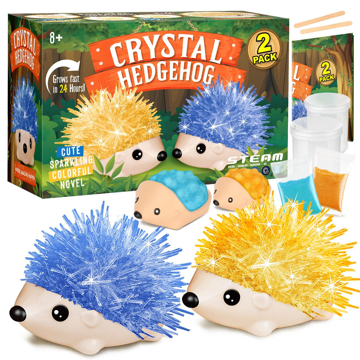 XX Crystal Growing Kit hedgehog blue crystals boost color learning and hands-on science exploration