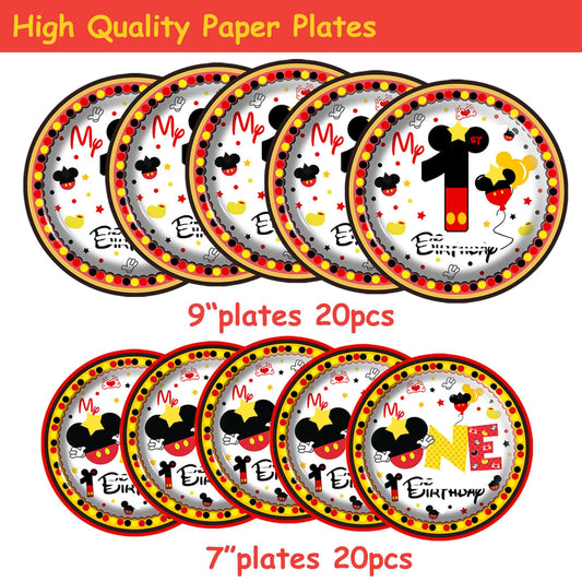 XXDecor red cartoon 7-inch plate for kids' party desserts, easy cleanup.