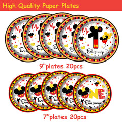 XXDecor red cartoon 7-inch plate for kids' party desserts, easy cleanup.