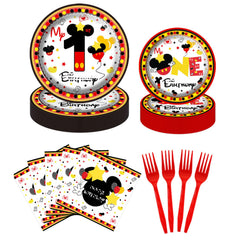 XXDecor red cartoon 9-inch plate for a 1st birthday party, durable and party-ready.