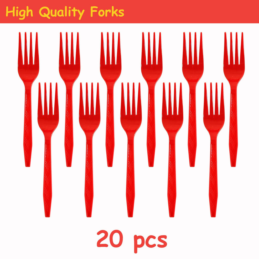 XXDecor red cartoon forks, sturdy and kid-friendly for little bites.