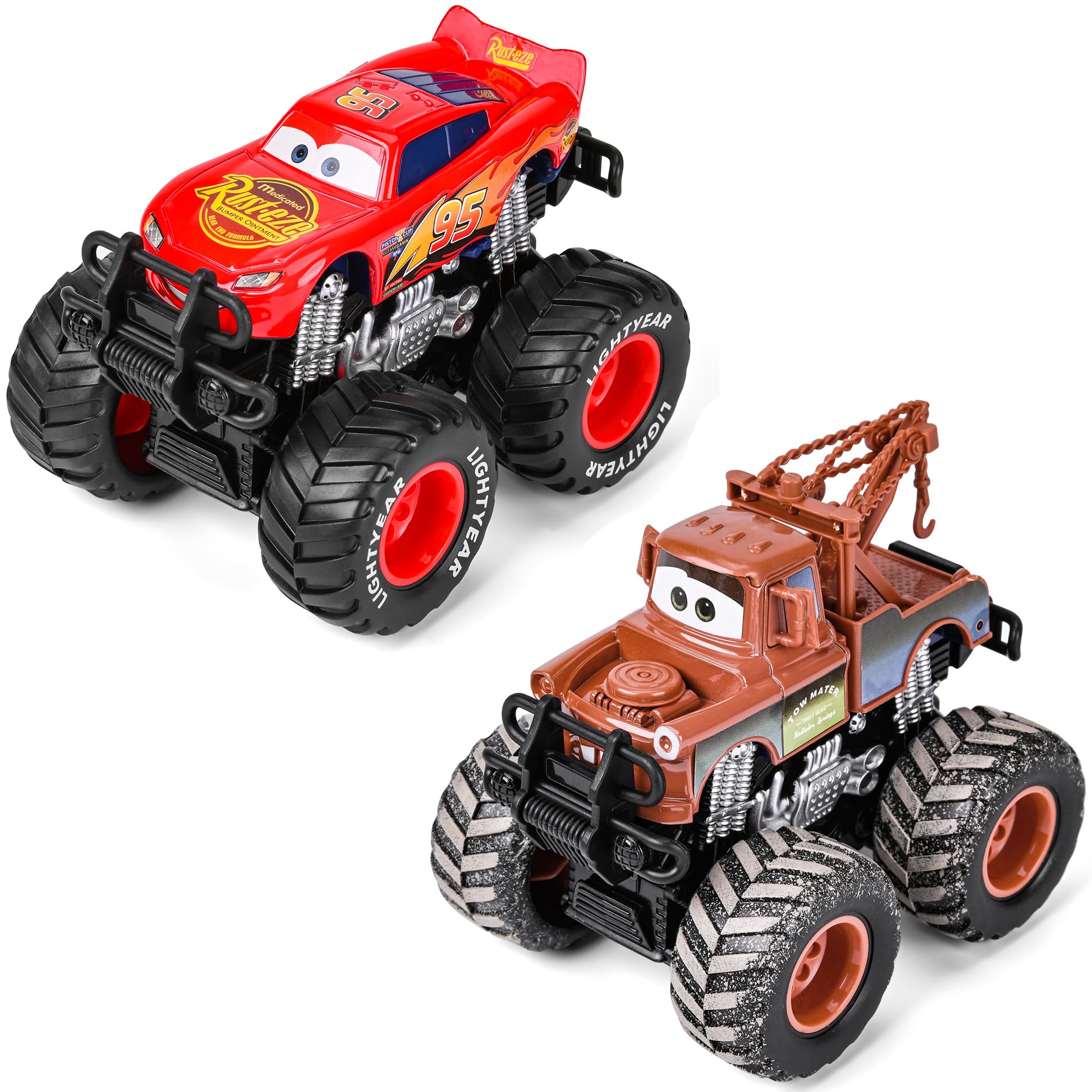 XXHUYAO 2-pack 45 metal die-cast off-road toy car with big wheels for durable, battery-free play.