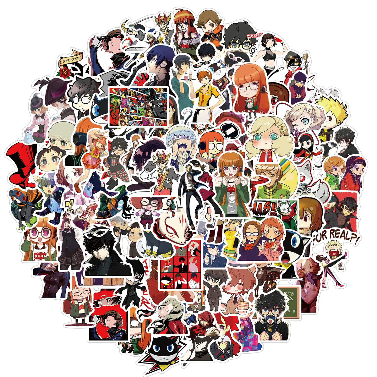 XXMML 100pcs Persona stickers pack on laptop surface for customization