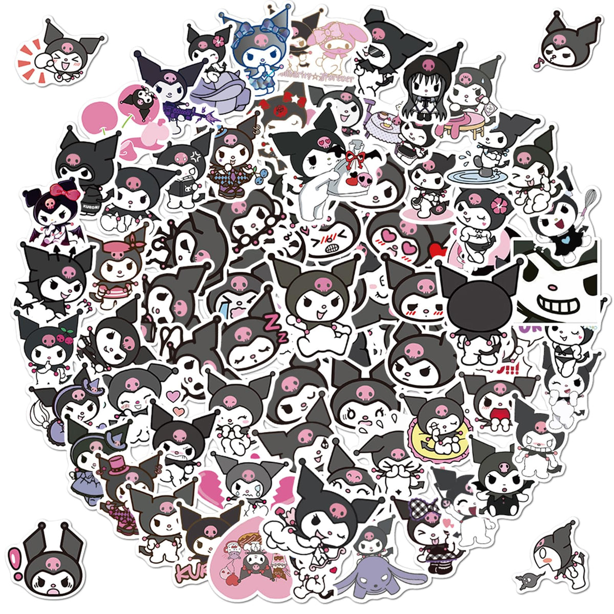 XXMML Kuromi stickers pack with 100 designs for laptops and gear