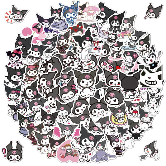 XXMML Kuromi stickers pack with 100 designs for laptops and gear