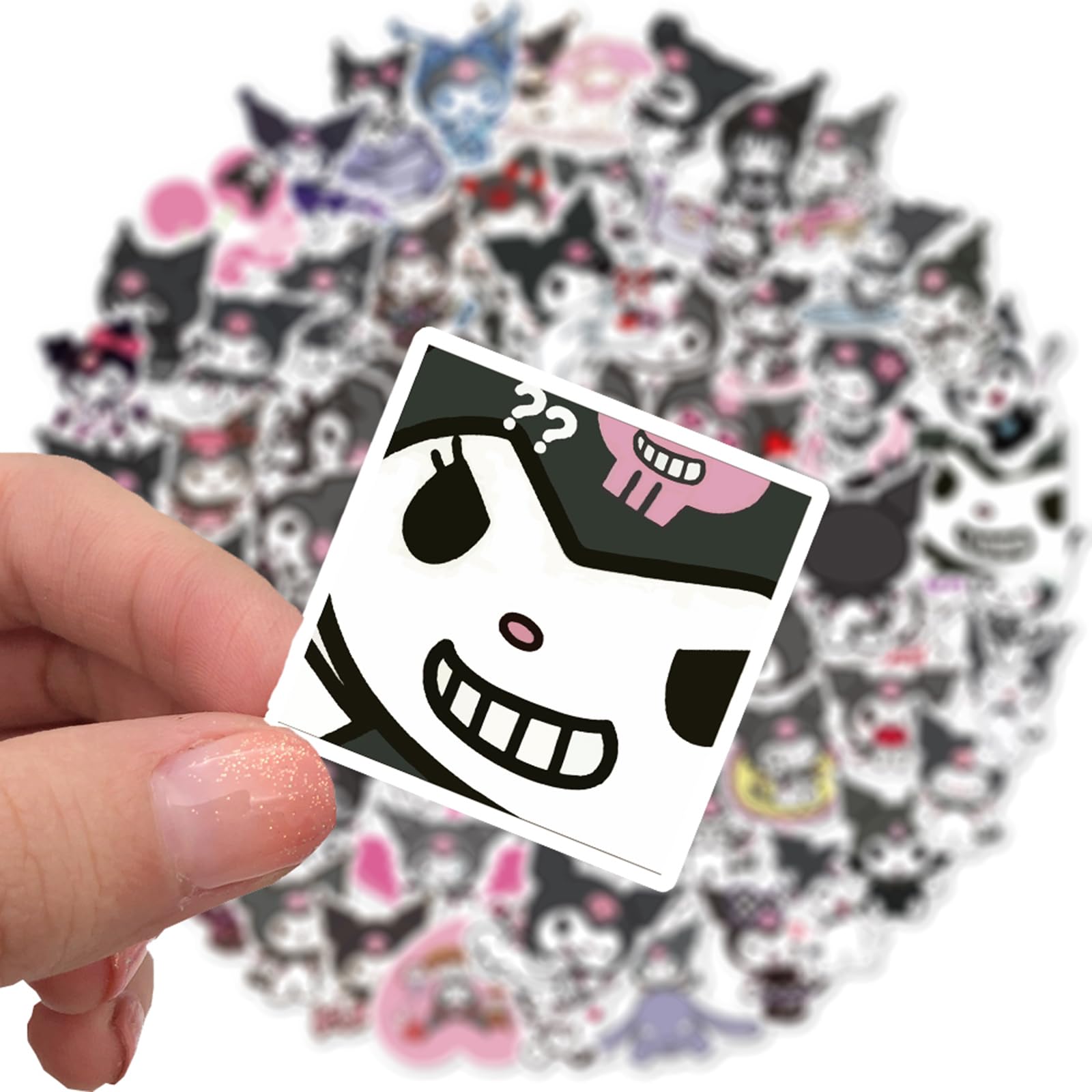 XXMML Kuromi stickers on a bike helmet add playful flair