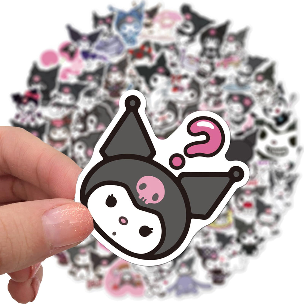XXMML Kuromi stickers on a water bottle for durable travel décor