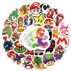 XXMML Mario stickers on skateboard bold design with weatherproof durability