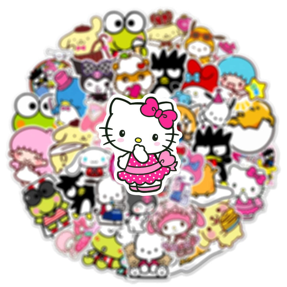 XXMML Sanrio stickers adorn a water bottle for durable color.