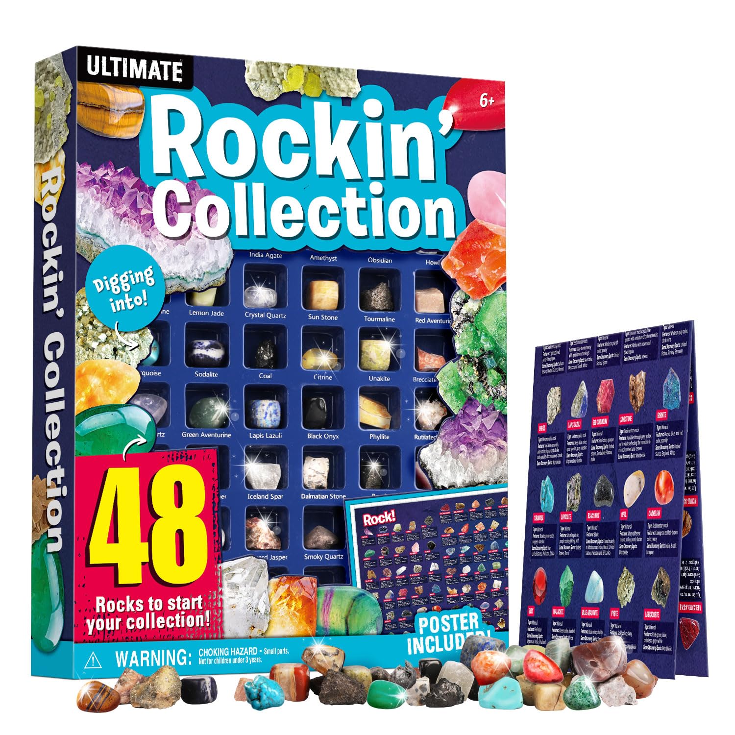 XXTOYS rocks collection 48pcs: varied specimens for beginner geology learning.