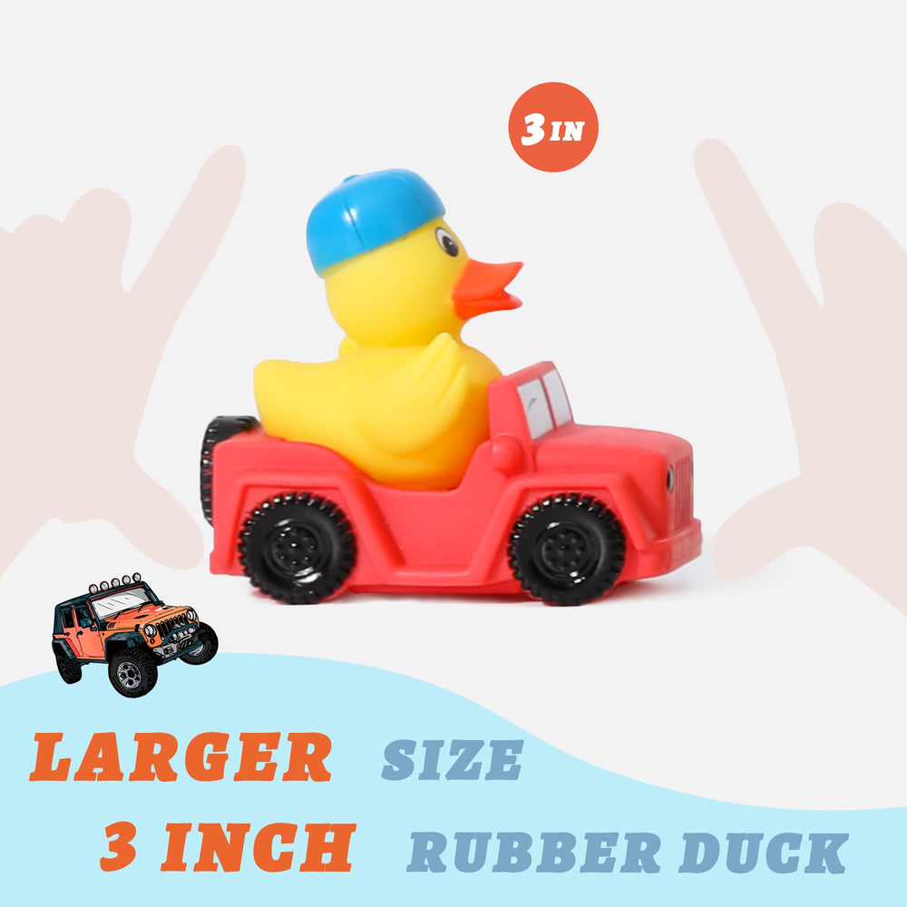 XY-WQ Jeep rubber ducks in colorful designs for bath time joy